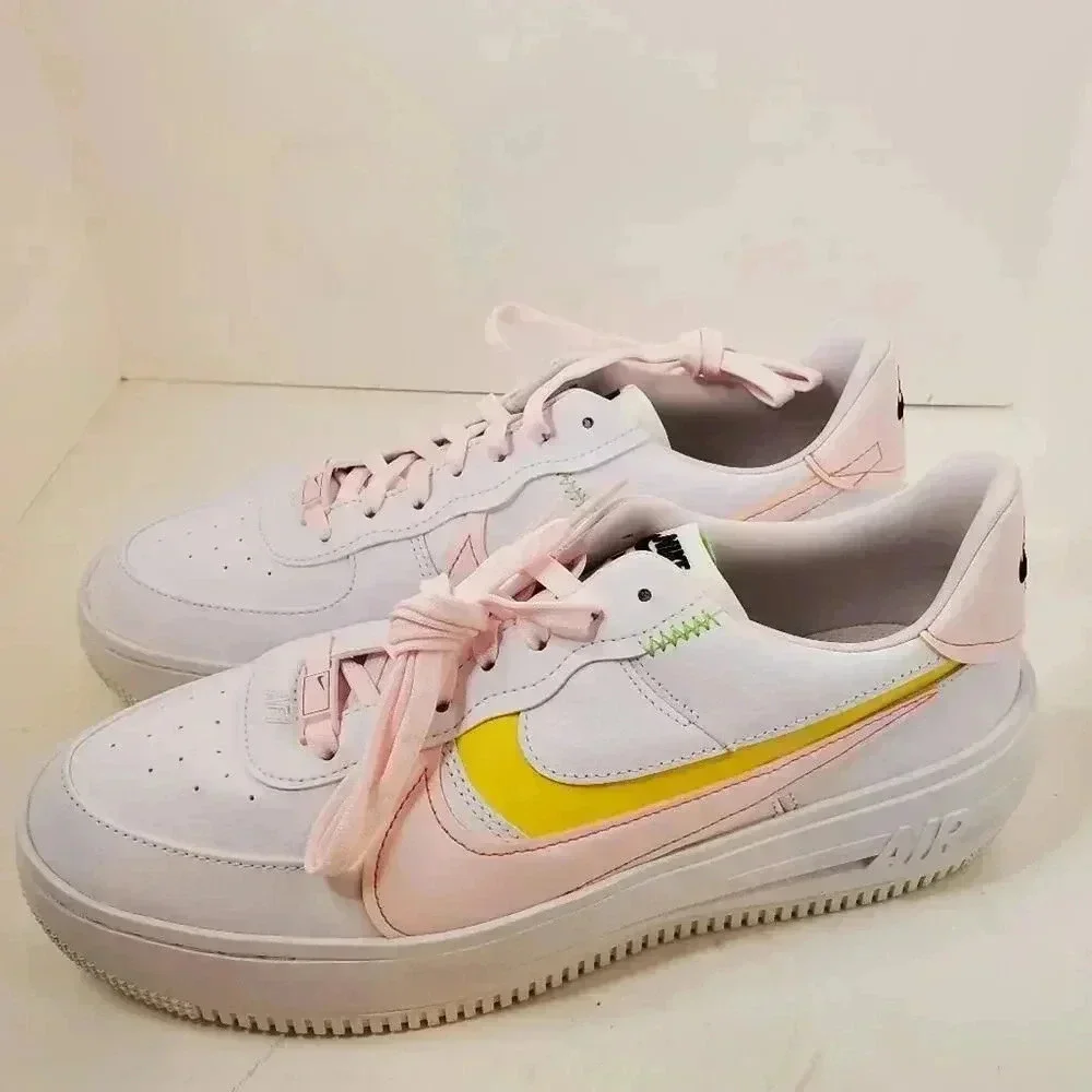 Nike Air Force 1 Platform White/Pearl Pink-Opti Yellow Womens 11.5